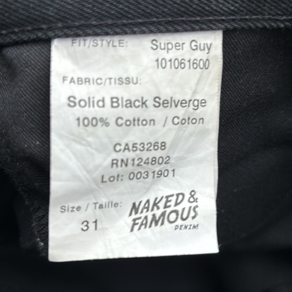 Naked & Famous Super Guy Solid Black Selvedge - Picture 4 of 4